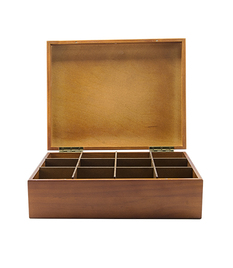 Caja de madera para infusiones con 4 compartimentos