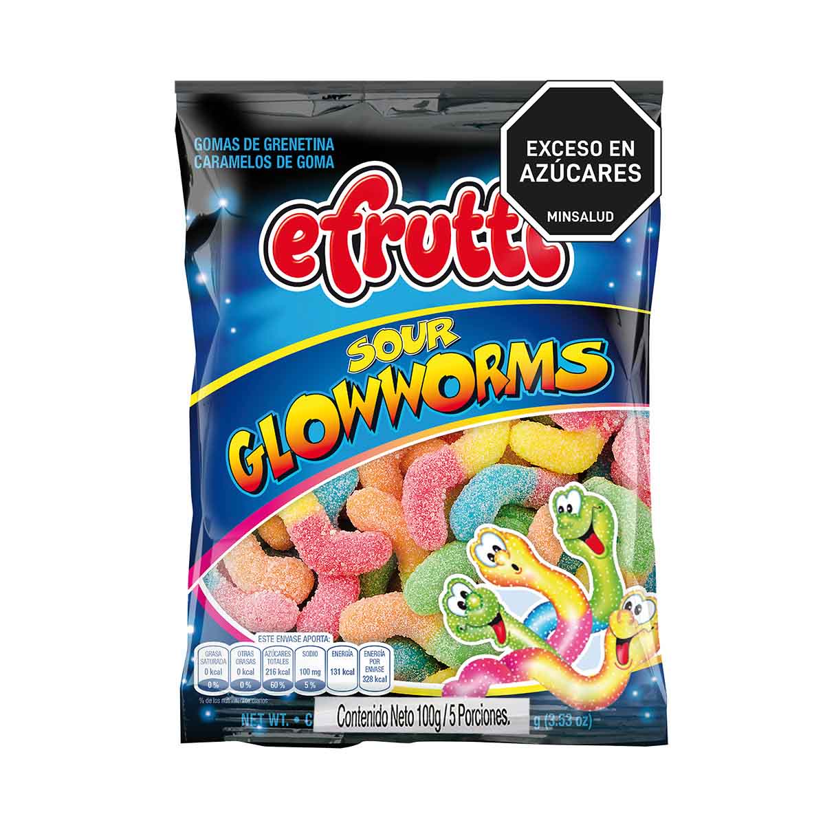 GOMAS SOUR GLOWWORMS E.FRUTTI blx100g 