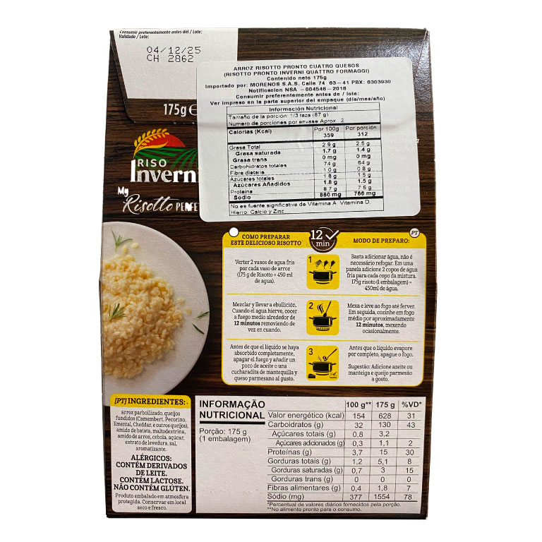 RISOTTO PRONTO 4 QUESOS INVERNI cjx175g