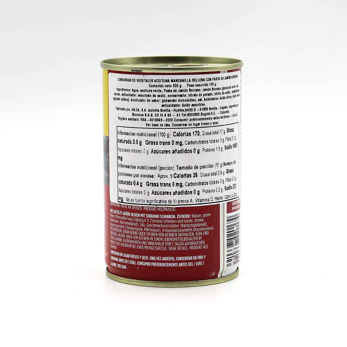 ACEITUNA RELLENA DE JAMON JOLCA ltx300g