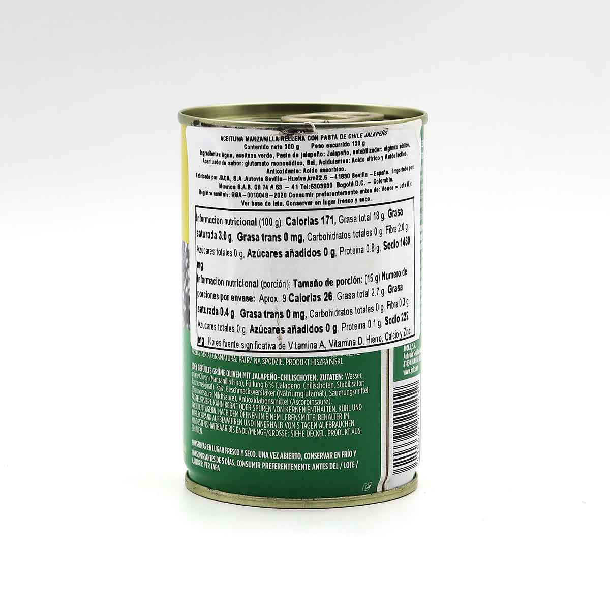 ACEITUNA RELLENA DE JALAPEÑO JOLCA ltx300g