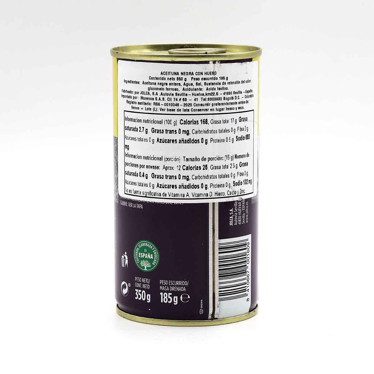 ACEITUNAS ENTERAS NEGRAS JOLCA ltx350g