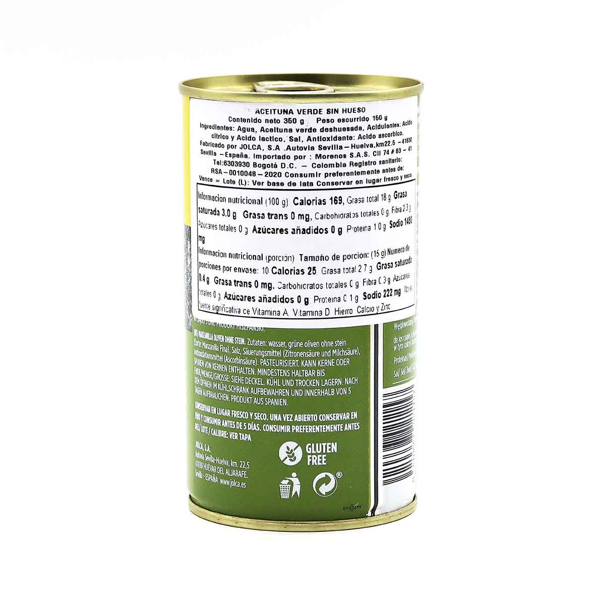 ACEITUNA VERDE DESHUESADA JOLCA ltx350g
