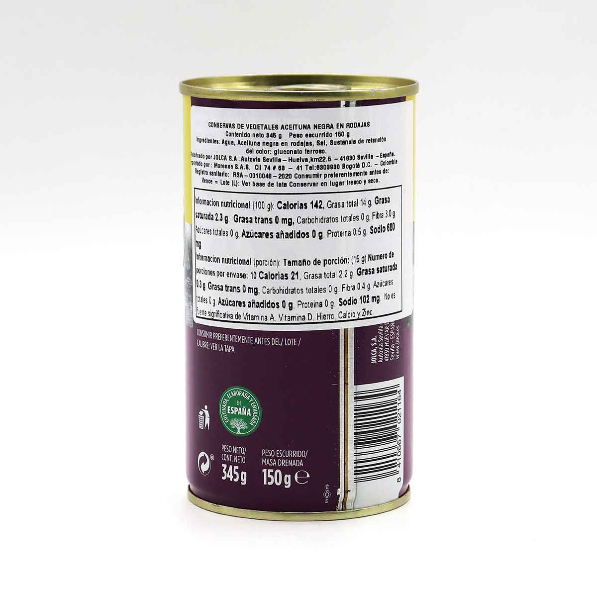 ACEITUNAS RODAJAS NEGRAS JOLCA ltx345g