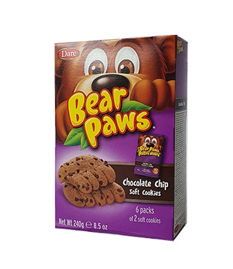 Galletas Bear Paws Chocolate Chip Dare X240 gramos