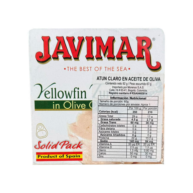 ATUN CLARO ACEITE OLI JAVIMAR lt92g